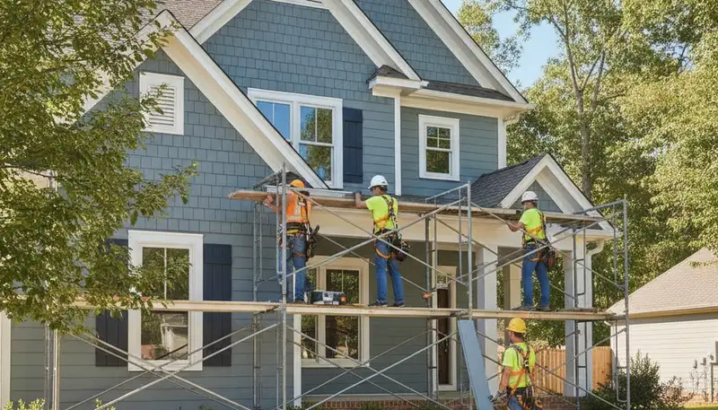Vinyl siding installation by Raleigh, NC siding contractors for a home exterior upgrade
