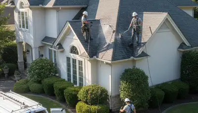 Roof cleaning service in Raleigh, NC for a home exterior by FX Remodeling & Exteriors