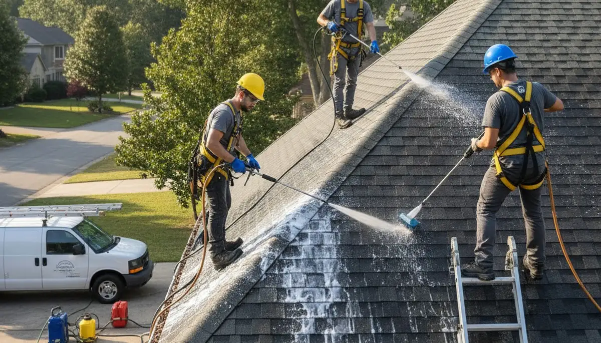 Roof cleaning in Raleigh, NC for vinyl siding homes by FX Remodeling & Exteriors